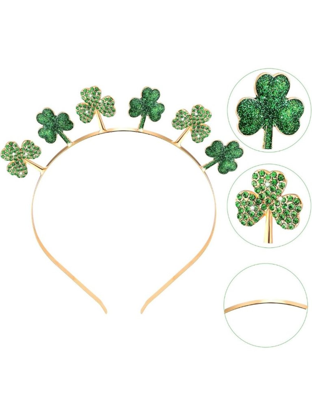 Shamrock Headband for St. Patrick's Day - Glittery Green Hair Accessory for